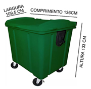 Coletor de lixo conteiner 1000 litros